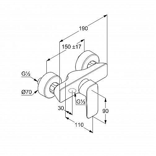 Смеситель для душа Kludi Pure&Style 408413975 черный купить в интернет-магазине сантехники Sanbest