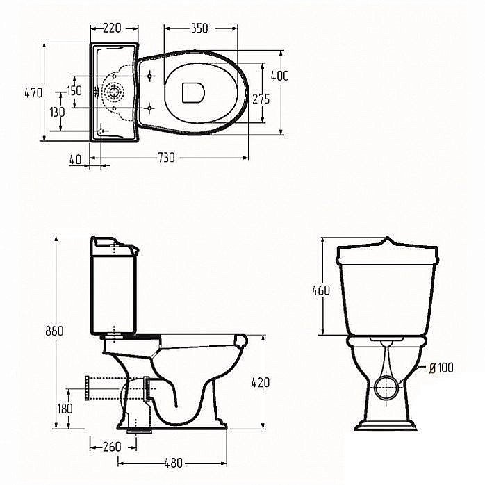 Унитаз Migliore Impero 20800 белый с кнопкой золото купить в интернет-магазине Sanbest