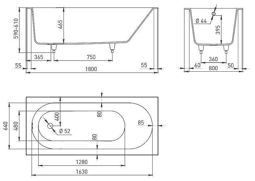 Ванна Salini ORNELLA S-Sense 180x80 102312M белая матовая купить в интернет-магазине Sanbest