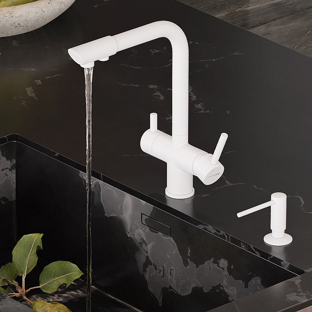 Смеситель для кухни WasserKRAFT A8357 белый купить в интернет-магазине сантехники Sanbest