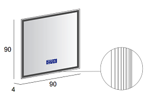 Зеркало с LED подстветкой Cezares 45063 90x90 в ванную от интернет-магазине сантехники Sanbest