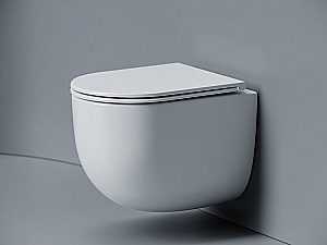 Унитаз подвесной Ceramica Nova Voga CN4012T белый, безободковый, с крышкой микролифт, слив торнадо купить в интернет-магазине Sanbest