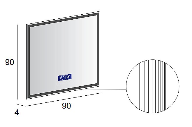 Зеркало с LED подстветкой Cezares 45063 90x90 в ванную от интернет-магазине сантехники Sanbest
