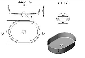 Раковина Holbi Ariel 55 Nano Concrete 2.02.011.44.4 бетон купить в интернет-магазине Sanbest