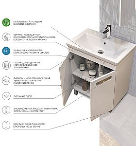 Тумба с раковиной Vigo Plaza 600 белая для ванной в интернет-магазине Sanbest