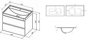 Тумба с раковиной Aquanet Вега 70 329596 черная для ванной в интернет-магазине Sanbest