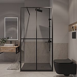 Душевое ограждение Niagara Nova NG-686-10BLACK 100 прозрачное с рисунком/профиль черный матовый купить в интернет-магазине Sanbest