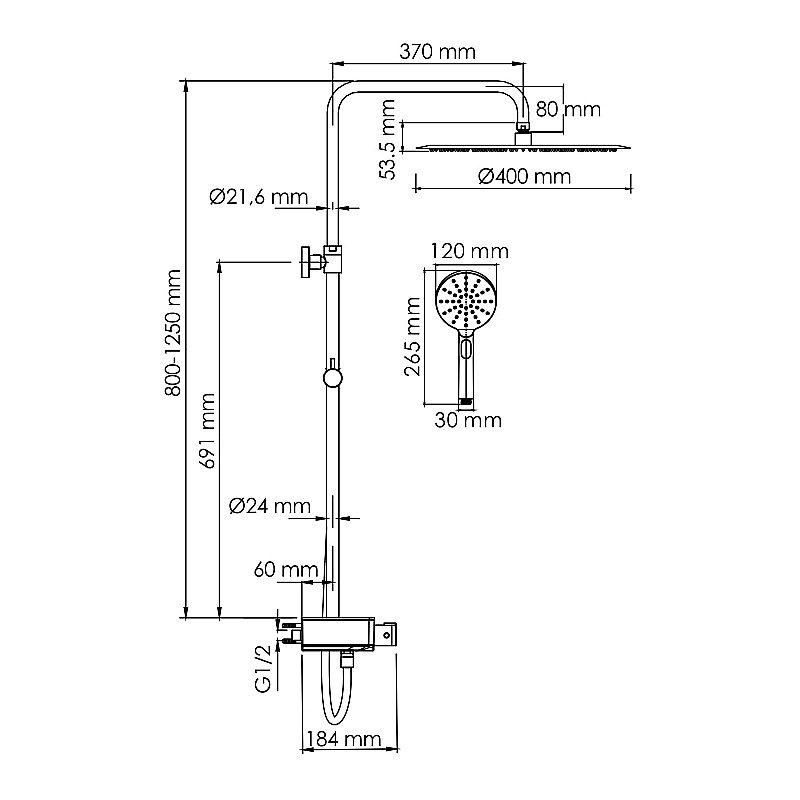 Душевая система WasserKraft Aller SET2665 Thermo хром купить в интернет-магазине сантехники Sanbest