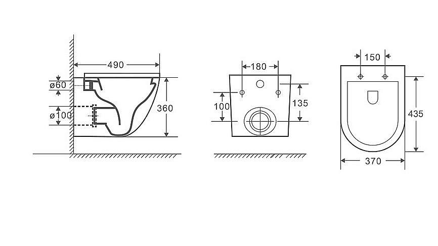 Унитаз подвесной Grossman Торнадо GR-4455SQ безободковый, с крышкой микролифт, слив-торнадо, белый глянцевый купить в интернет-магазине Sanbest