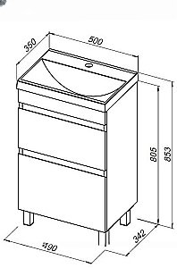 Тумба с раковиной Aquanet Нота New 50 344137+284237 светлый дуб для ванной в интернет-магазине Sanbest
