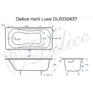Ванна Delice Haiti Luxe Elite 160х80 DLR230636 160х80 белая купить в интернет-магазине Sanbest