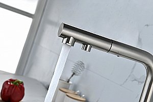 Смеситель для кухни Paulmark Serpentine Se213222-BS брашированная сталь купить в интернет-магазине сантехники Sanbest