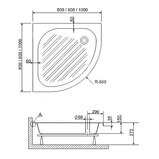 Душевой поддон RGW Acryl BP/CL-S 16180499-51 90х90 белый купить в интернет-магазине Sanbest
