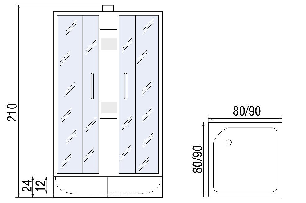 Душевая кабина River Neva 24 80x80 MT без крыши купить в интернет-магазине Sanbest