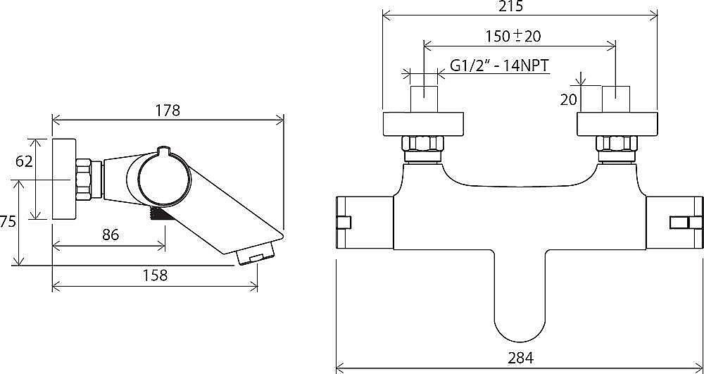 Смеситель для ванны Ravak TE 022.00/150 термостатический купить в интернет-магазине сантехники Sanbest
