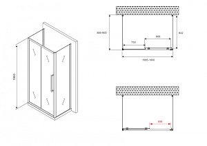 Душевой уголок ABBER Schwarzer Diamant AG30160BMH-S90BM-S90BM 160х90 стекло матовое/профиль черный купить в интернет-магазине Sanbest