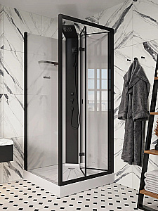 Душевая кабина Ceruttispa BELLA 11100 стекло прозрачное/профиль черный матовый купить в интернет-магазине Sanbest