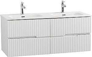 Тумба с раковиной Cezares DUET-N 120 DUET-N-1200-4C-SO-2-BL белая глянцевая для ванной в интернет-магазине Sanbest