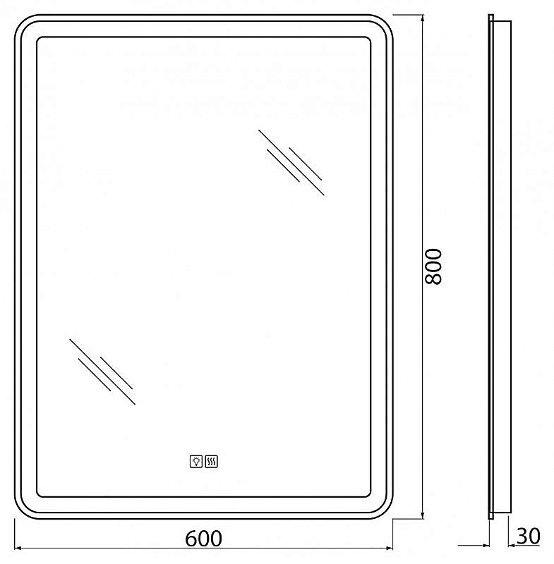 Зеркало Belbagno 60 SPC-MAR-600-800-LED-3000K-TCH-WARM подсветка, сенсор, подогрев в ванную от интернет-магазине сантехники Sanbest