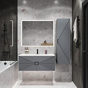 Тумба с раковиной подвесная Grossman ЛУКСОР 100 с 2-я ящ, графит матовая для ванной в интернет-магазине Sanbest