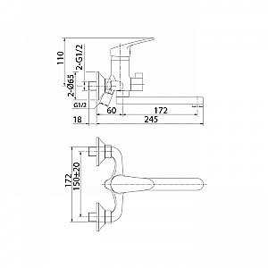 Смеситель для ванны Milardo Simp SIMSB02M02 хром купить в интернет-магазине сантехники Sanbest
