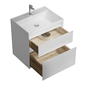 Тумба с раковиной подвесная Grossman МЕРКАДО 60 с 2-я ящ, белая матовая для ванной в интернет-магазине Sanbest