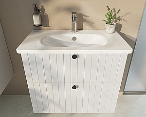 Тумба с раковиной VitrA Root Groove 69436 80 матовый белый для ванной в интернет-магазине Sanbest