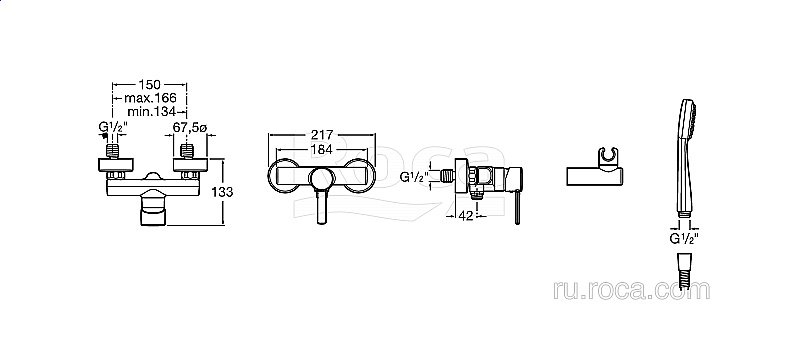 Смеситель для душа Roca Targa 5A2060C0M купить в интернет-магазине сантехники Sanbest