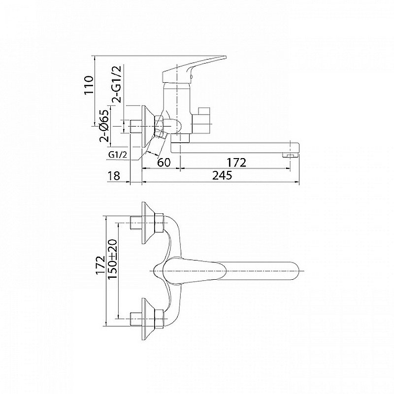Смеситель для ванны Milardo Simp SIMSB02M02 хром купить в интернет-магазине сантехники Sanbest