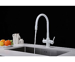 Смеситель для кухни Paulmark Salix Sa213419-WH белый матовый купить в интернет-магазине сантехники Sanbest