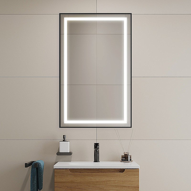Зеркало BelBagno Kraft SPC-KRAFT-500-800-SENS-NERO черный в ванную от интернет-магазине сантехники Sanbest
