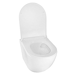 Унитаз подвесной Azario Bonelle AZ-2801E белый, безободковый, с крышкой микролифт, слив торнадо купить в интернет-магазине Sanbest