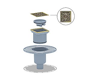 Душевой трап с решеткой Bronze De Luxe 21975-5902 бронза купить в интернет-магазине Sanbest