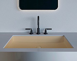 Раковина врезная снизу столешницы Salini MAREA 10 1802210MF 74,7 из искусственного камня S-Stone, матовая, цвет по RAL полностью купить в интернет-магазине Sanbest