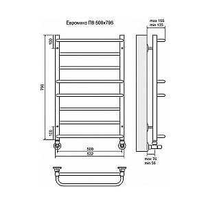 Полотенцесушитель водяной Terminus Евромикс П8 500x796 купить в интернет-магазине сантехники Sanbest