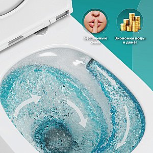 Унитаз подвесной OWL 1975 Wave Cirkel-H TOWLT190801 безободковый, с крышкой микролифт купить в интернет-магазине Sanbest