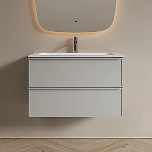 Тумба с раковиной Sancos Velta 80 VL80WG+CN7012 теплый серый матовая/раковина белая, с отверстием для ванной в интернет-магазине Sanbest