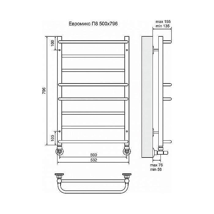 Полотенцесушитель водяной Terminus Евромикс П8 500x796 купить в интернет-магазине сантехники Sanbest