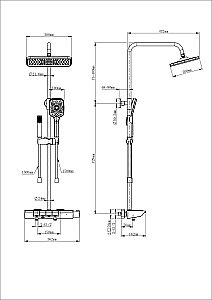 Душевая система с термостатом WONZON & WOGHAND MUSE Lumia, Черный матовый (WW-B4174-MB) купить в интернет-магазине сантехники Sanbest