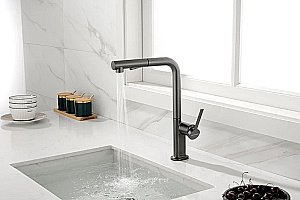 Смеситель для кухни Paulmark Neo Ne214419-GM вороненая сталь купить в интернет-магазине сантехники Sanbest