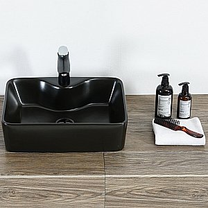 Раковина накладная Orange 48 B01-475mb черная матовая купить в интернет-магазине Sanbest