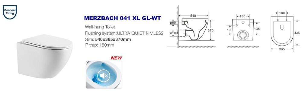 Унитаз подвесной WeltWasser WW MERZBACH 041 XL GL-WT купить в интернет-магазине Sanbest