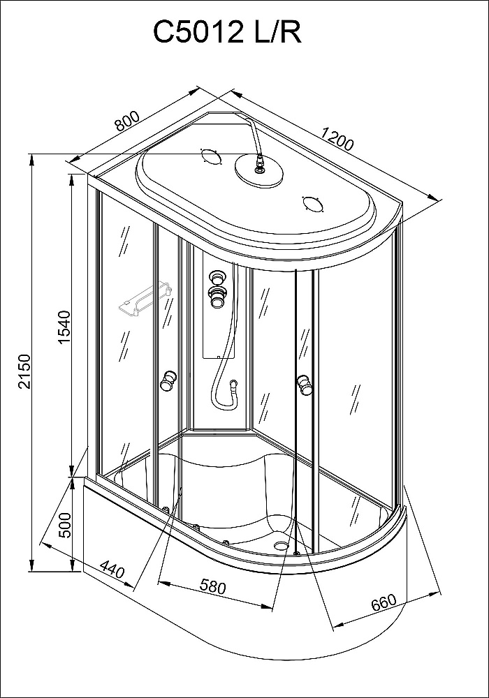 Душевая кабина AvaCan C Серия C5012 120х80 стандартная купить в интернет-магазине Sanbest