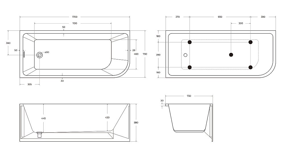 Ванна акриловая BelBagno BB712 170х73 купить в интернет-магазине Sanbest