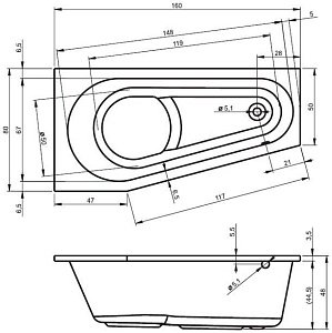 Ванна акриловая Riho Delta 160x80 купить в интернет-магазине Sanbest