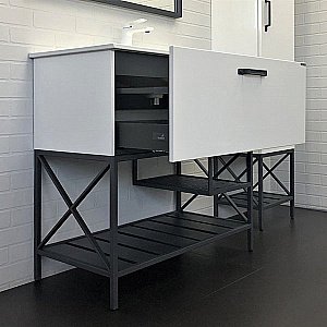 Тумба с раковиной Comforty Бредфорд 00-00009955 90 белый/графит для ванной в интернет-магазине Sanbest