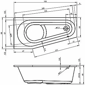 Акриловая ванна Riho Delta 160x80 белая купить в интернет-магазине Sanbest