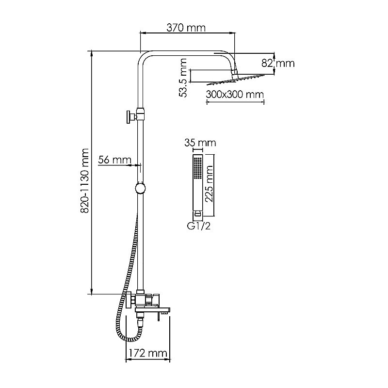 Душевая система WasserKraft A177.118.103.010.CH хром купить в интернет-магазине сантехники Sanbest