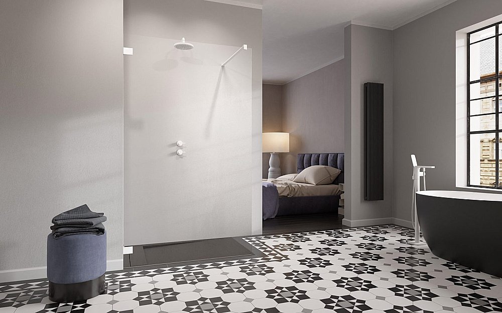 Душевое ограждение Radaway Essenza Pro White Walk-in 75 10103075-04-01 стекло прозрачное/профиль белый матовый купить в интернет-магазине Sanbest