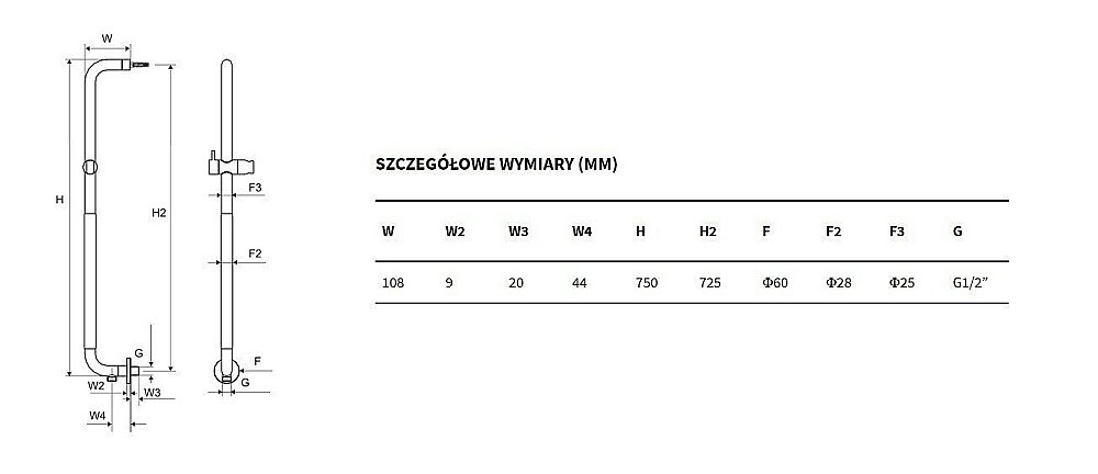 Поручень Excellent Hendi 75 черный купить в интернет-магазине сантехники Sanbest